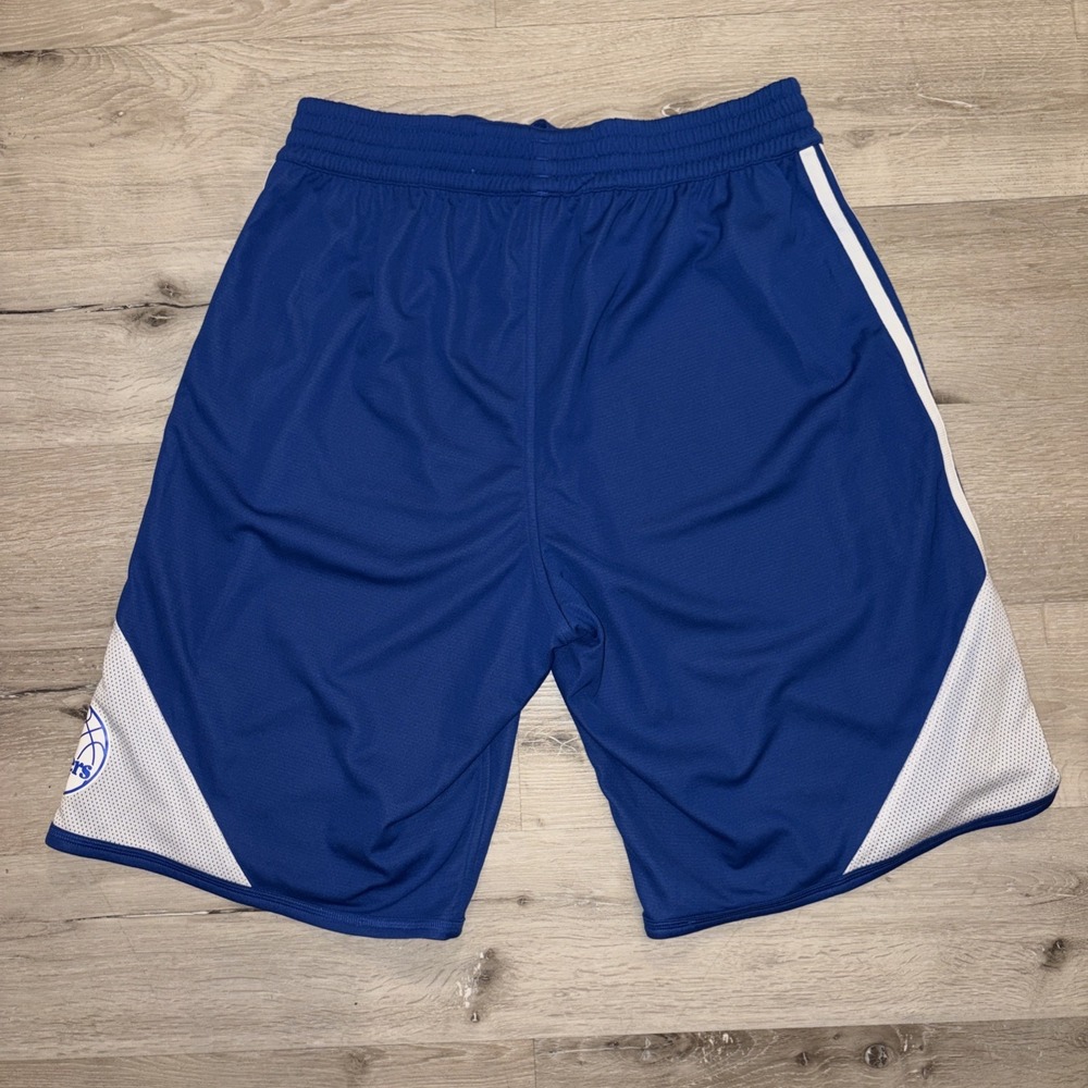NBA Philadelphia 76ers Adidas Basketball Shorts Men's Large Blue Knee Length - Picture 2 of 9